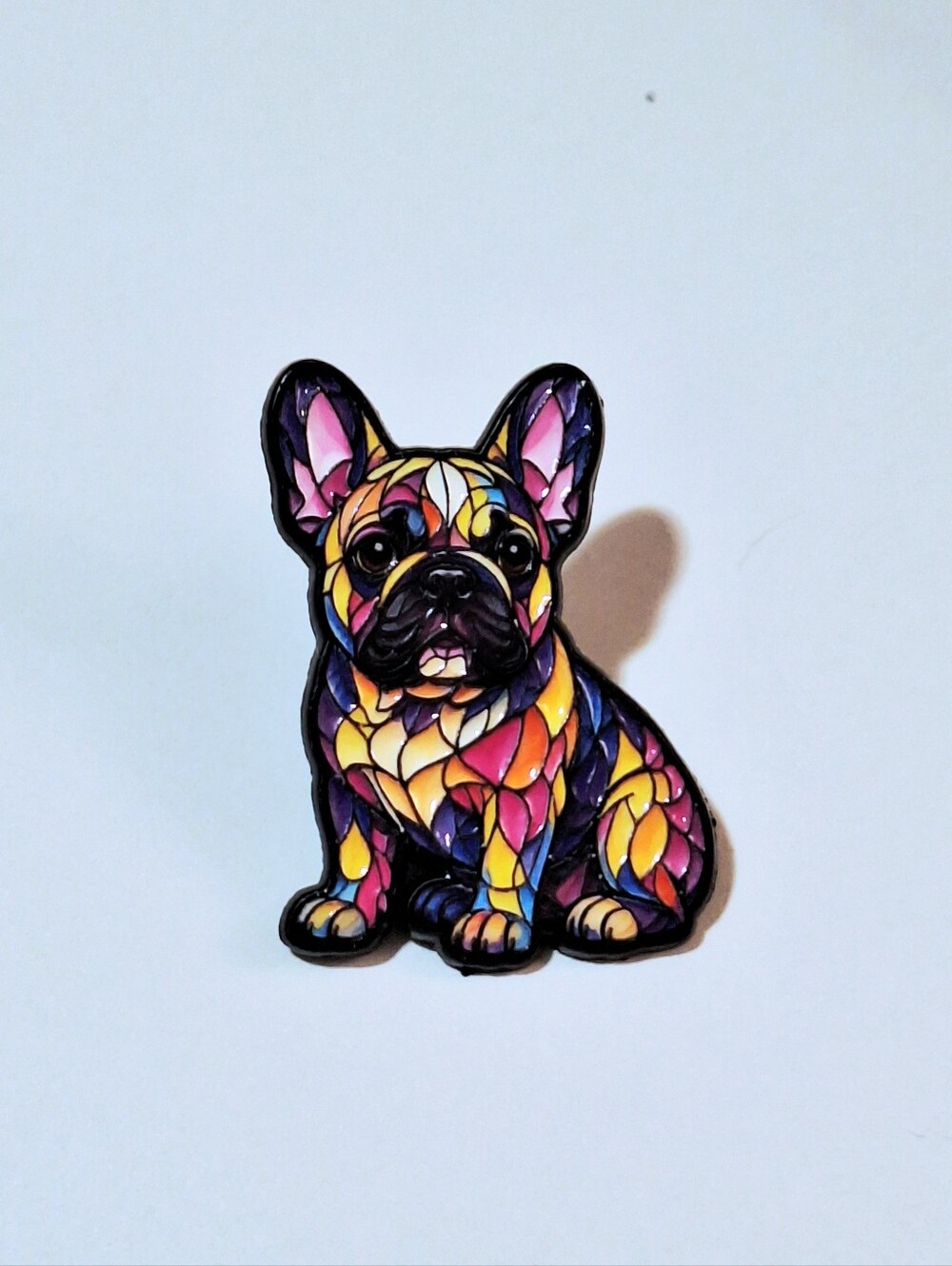 Colorful Mosaic French Bulldog Enamel Pin